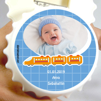 Sevimli Tren Temalı Hoşgeldin Bebek Kapak Şekilli Magnet Açacak