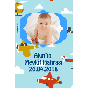 Sevimli Uçaklar Temalı Bebek Mevlüdü Plastik Magneti