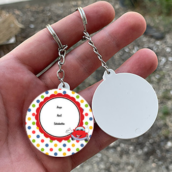 Sevimli Vosvos Temalı Daire Plastik Anahtarlık