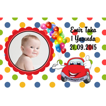 Sevimli Vosvos Temalı Doğum Günü Magnet