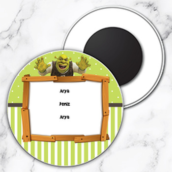Shrek Temalı Daire Plastik Magnet