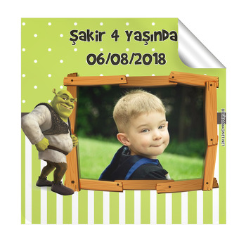 Shrek Temalı Kare Etiket