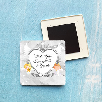 Silver Angel Temalı Plastik Kare Magnet