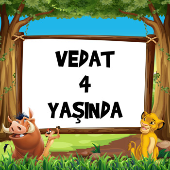 Simba Orman Temalı Kare Doğum Günü Parti Afiş