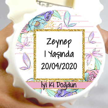 Simli Çiçekler Temalı Kapak Şekilli Magnet Açacak