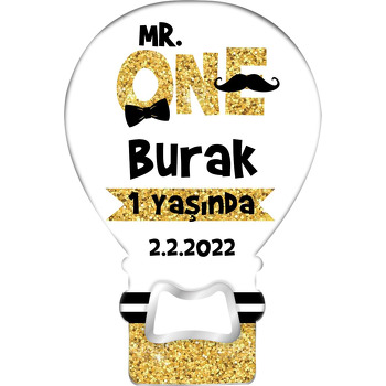 Simli Papyonlu One Temalı Balon Ahşap Magnet 