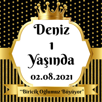 Simli Siyah Puantiye ile Gold Çerçeve Temalı Doğum Günü Parti Afiş