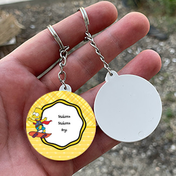 Simpsonlar  Temalı Daire Plastik Anahtarlık