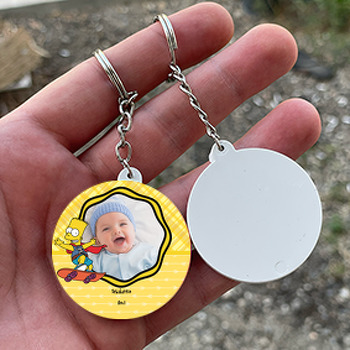 Simpsonlar  Temalı Resimli Daire Plastik Anahtarlık