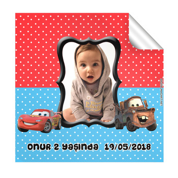 Şimşek Mcqueen 2 Temalı Kare Etiket