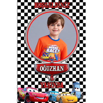 Şimşek Mcqueen Çerçeveli Temalı Doğum Günü Afiş