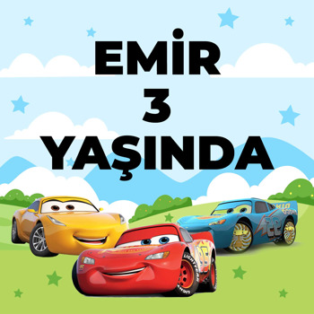 Şimşek Mcqueen Orman Temalı Kare Doğum Günü Parti Afiş