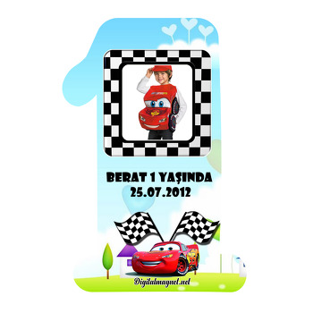 Şimşek Mcqueen Temalı Doğum Günü Magnet