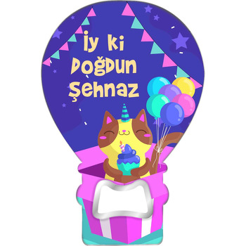 Sincap ile Cupcake Temalı Balon Ahşap Magnet 