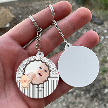 Şirin Bebek Temalı Hoşgeldin Bebek Daire Plastik Anahtarlık