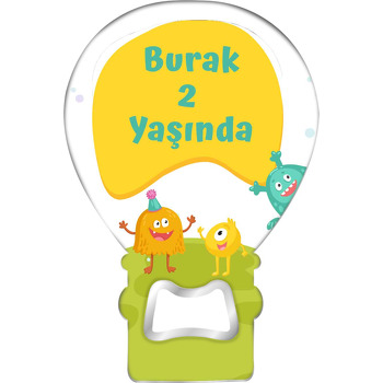 Şirin Canavarlar Temalı Balon Ahşap Magnet 