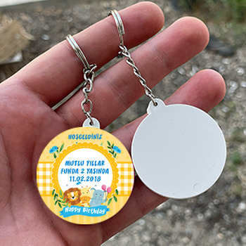 Şirin Hayvanlar Temalı Daire Plastik Anahtarlık