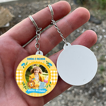 Şirin Hayvanlar Temalı Resimli Daire Plastik Anahtarlık