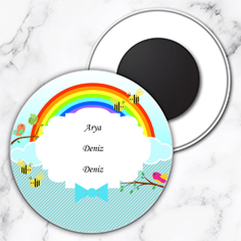 Şirin Kuşlar Temalı Daire Plastik Magnet
