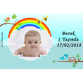 Şirin Kuşlar Temalı Doğum Günü Plastik Magnet