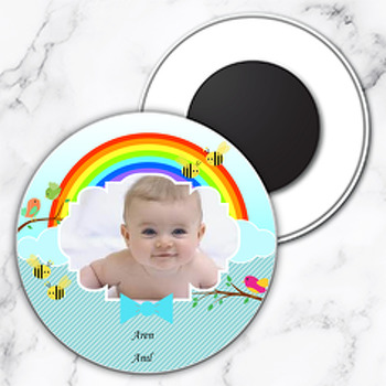 Şirin Kuşlar Temalı Resimli Daire Plastik Magnet