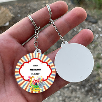 Sirk Temalı Daire Plastik Anahtarlık