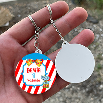 Sirk Temalı Doğum Günü Daire Plastik Anahtarlık