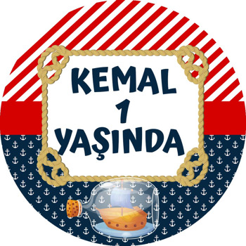 Şişede Gemi ile Denizci Temalı Akrilik Daire Magnet