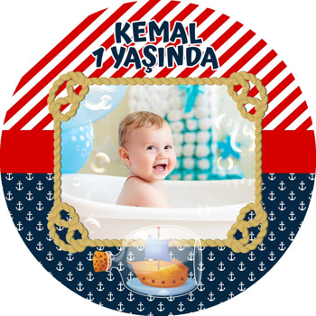 Şişede Gemi ile Denizci Temalı Resimli Akrilik Daire Magnet