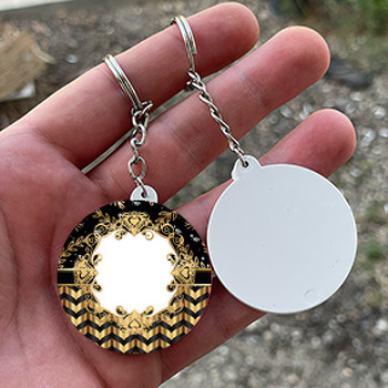 Siyah & Gold  Temalı Daire Plastik Anahtarlık