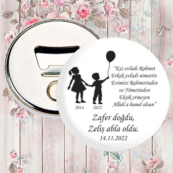 Siyah Beyaz Abla Kardeş Temalı Magnet Açacak