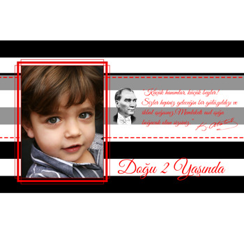Siyah Beyaz Çizgili Atatürk Temalı Magnet