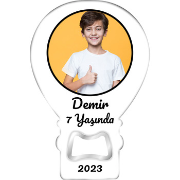 Siyah Çerçeve Beyaz Fon Temalı Balon Ahşap Magnet 