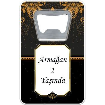 Siyah Damask Temalı Dikdörtgen Magnet Açacak