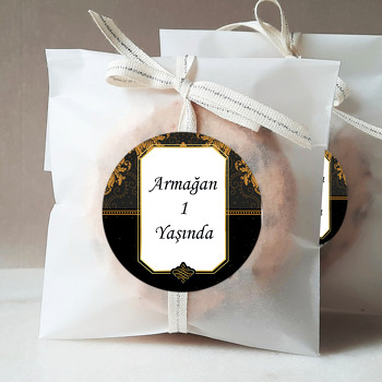 Siyah Damask Temalı Parti Sticker