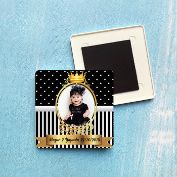 Siyah Gold Temalı Plastik Kare Magnet