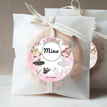 Siyah ile Beyaz Balerin Kardeşler Temalı Doğum Günü Sticker