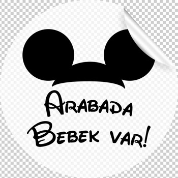 Siyah Mickey Kulak Temalı Araç Sticker