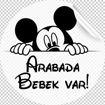 Siyah Mickey Mouse Çizim  Temalı Araç Sticker