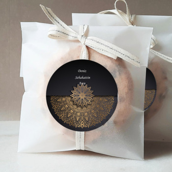 Siyah Üzerinde Gold Desen Temalı Söz Nişan Nikah Sticker