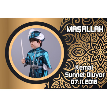 Siyah ve Gold  Desen Temalı Sünnet  Magneti