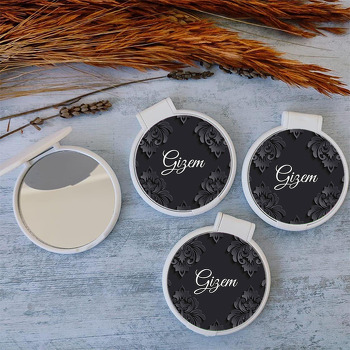 Siyah Vintage Desen Temalı Kapaklı Ayna
