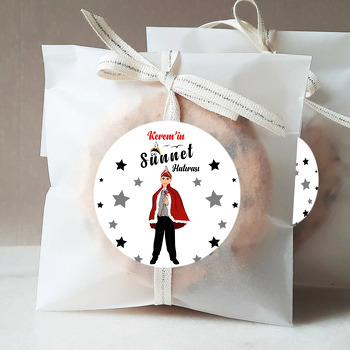 Siyah Yıldızlı Sünnet Çocuğu Hatırası Temalı Sticker