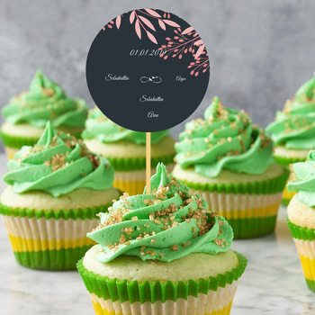 Siyaz Zeminli Pembe Yaprak Temalı  Söz & Nişan & Nikah Kürdan Süs