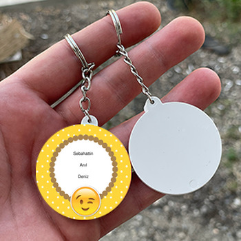 Smileys Temalı Daire Plastik Anahtarlık