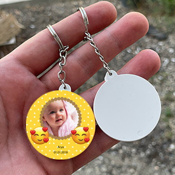 Smileys Temalı Resimli Daire Plastik Anahtarlık