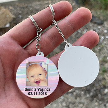 Soft Balon Temalı Resimli Daire Plastik Anahtarlık