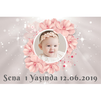 Soft Çiçekler Temalı Doğum Günü Afiş