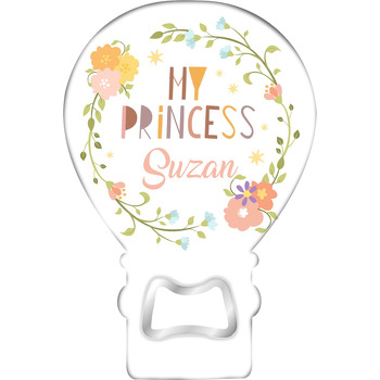 Soft Çiçekli My Princess Çerçeve Temalı Balon Ahşap Magnet 