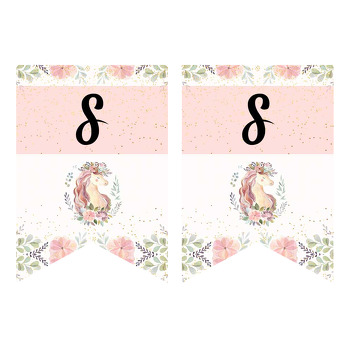 Soft Çiçekli Unicorn Temalı Flama Banner